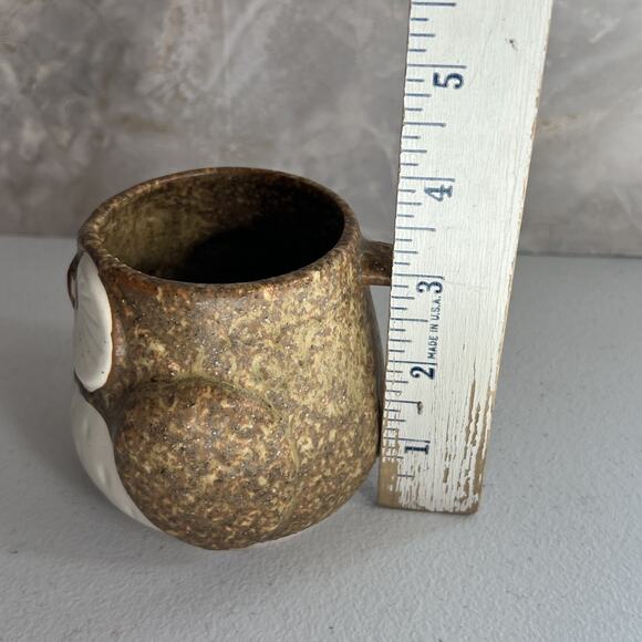 Studio Art Pottery Mug Owl Brown Speckled Hand Painted Matte Unmarked - Picture 5 of 11